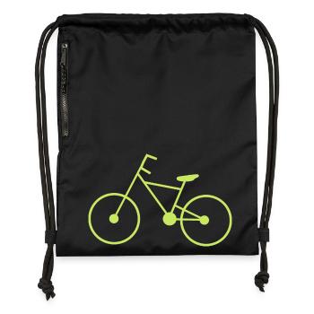 Bicycle green cyclist cycling - Gymsac made from recycled material - black - Front