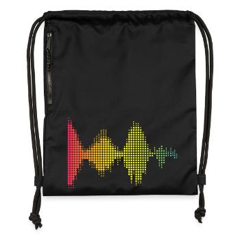 Motif d’ondes sonores colorées - Sac à cordon en polyester recyclé - noir - Devant