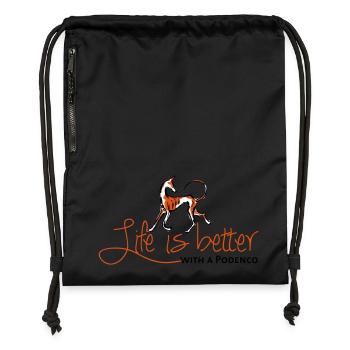 Life is better - Podenco - Turnbeutel aus Recycling-Material - Schwarz - Vorne