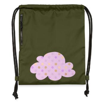 Cloud Dots Dots Nursery Weather Pink Girl - Gymsac made from recycled material - military green - Front