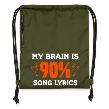 90 % de conception de clés et notes de théorie musicale - Sac à cordon en polyester recyclé - military green - Devant