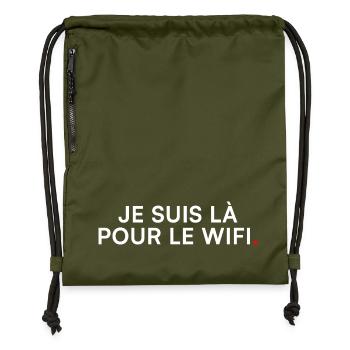 Je suis là pour le wifi – Humour Geek - Sac à cordon en polyester recyclé - military green - Devant