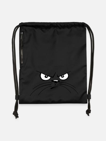 angry cat - Turnbeutel aus Recycling-Material - Schwarz
