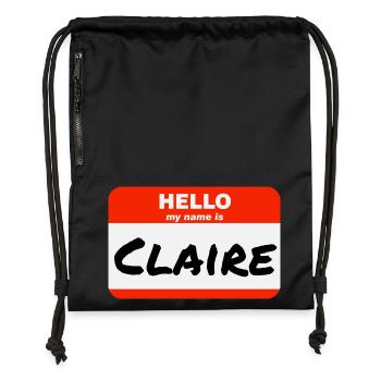 Bonjour, je m’appelle Claire Étiquette Nom Étiquette - Sac à cordon en polyester recyclé - noir - Devant