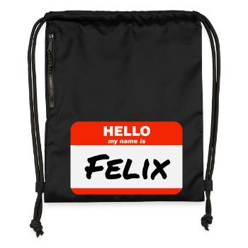 Hello My Name Is Felix Label Name Tag - Gymsac made from recycled material - black - Front
