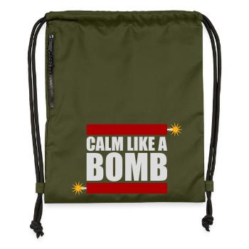 Calme comme une bombe Paradoxe Ironie Humour Blague explosive - Sac à cordon en polyester recyclé - military green - Devant