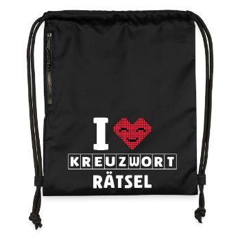 I Love Kreuzwort Rätsel Pixelkunst - Turnbeutel aus Recycling-Material - military Green - Vorne