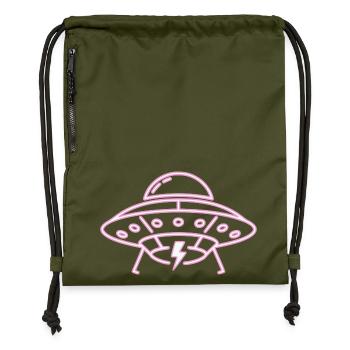 UFO Neon Pink Lightning Party Techno Vector - Gymsac made from recycled material - military green - Front