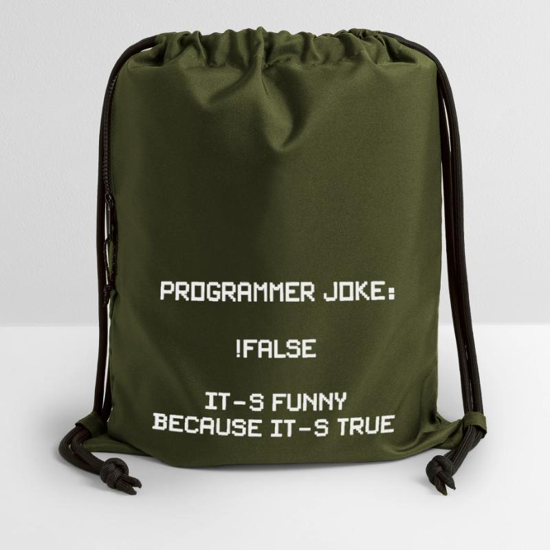 Funny programmer motif for developers, coders Gymsac made from recycled material