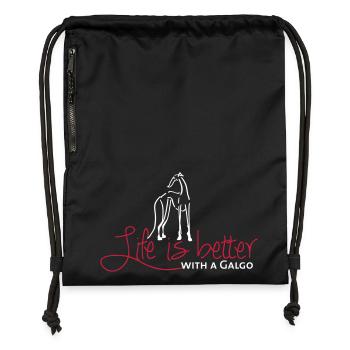 Life is better Galgo - Turnbeutel aus Recycling-Material - Schwarz - Vorne