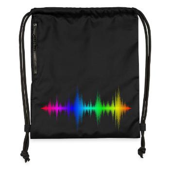 Rainbow Sound Waves - Gymsac made from recycled material - black - Front