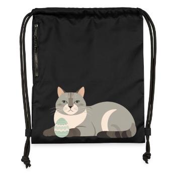 Easter Cat in Pastel Grey - Gymsac made from recycled material - black - Front