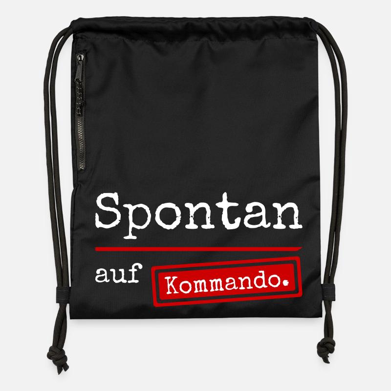 Spontan auf Kommando – Stempel - Turnbeutel aus Recycling-Material - Schwarz