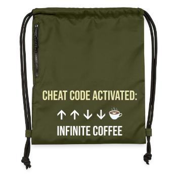 Infinite Coffee Active Cheat Code - Gymsac made from recycled material - military green - Front