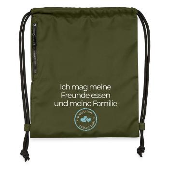 Satzzeichen retten Leben! Rechtschreibung deutsch - Turnbeutel aus Recycling-Material - military Green - Vorne