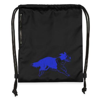 Border Collie Dog Running - Gymsac made from recycled material - black - Front