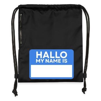 Bonjour Nom Bleu Badge - Sac à cordon en polyester recyclé - noir - Devant