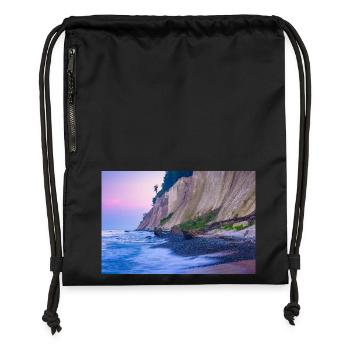 La côte de craie sur l’île de Rügen le soir - Sac à cordon en polyester recyclé - noir - Devant