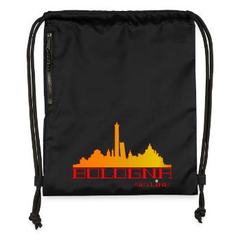Bologna Skyline Orange Red - Gymsac made from recycled material - black - Front