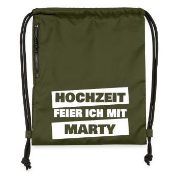 Marty as a bachelor party - Gymsac made from recycled material - military green - Front