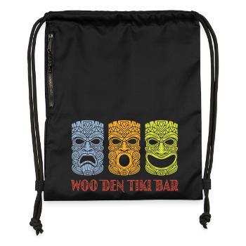 Masques en bois Tiki Bar, design Tiki Retro Exotica - Sac à cordon en polyester recyclé - noir - Devant