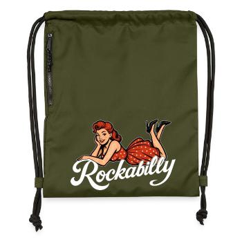 Rockabilly Pin-Up Woman 50s Reclining Petticoat Red - Gymsac made from recycled material - military green - Front