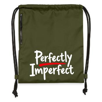 Perfectly Imperfect Statement for Self-Love - Gymsac made from recycled material - military green - Front