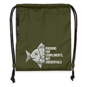 Phishing for Compliments Cyber Security - Gymsac made from recycled material - military green - Front