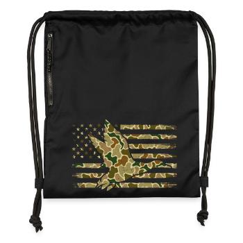 Ente Camo US-Flagge Wasservögel Patriotische Szene - Turnbeutel aus Recycling-Material - Schwarz - Vorne