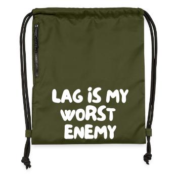 Lag is my worst enemy - Gymsac made from recycled material - military green - Front
