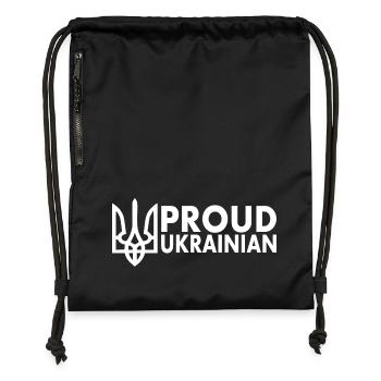 Proud ukrainian ukraine - Gymsac made from recycled material - military green - Front