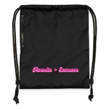 Résultats > Excuses | Dicton motivant - Sac à cordon en polyester recyclé - noir - Devant