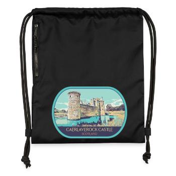 Illustration Caerlaverock Castle, Schottland - Turnbeutel aus Recycling-Material - Schwarz - Vorne