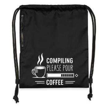 Les programmeurs génèrent du code à partir de café - Sac à cordon en polyester recyclé - military green - Devant