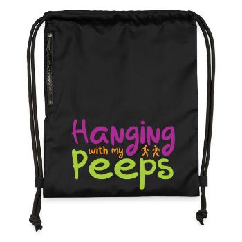 Hanging with my Peeps - Gymsac made from recycled material - black - Front