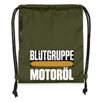 Blutgruppe Motoröl Schrauber Design - Turnbeutel aus Recycling-Material - military Green - Vorne