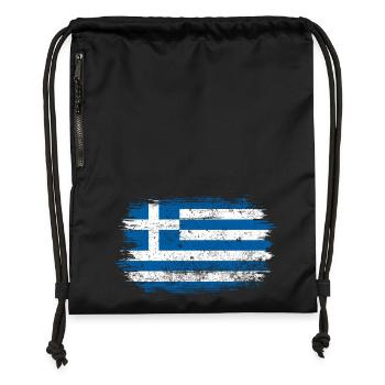 Drapeau grec brossé - Sac à cordon en polyester recyclé - noir - Devant