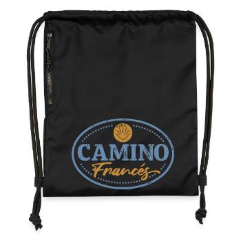 Camino Francés Pilgrim Stamp | Santiago - Gymsac made from recycled material - black - Front