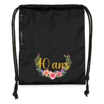 40 ans annivesraire floral - Sac à cordon en polyester recyclé - noir - Devant