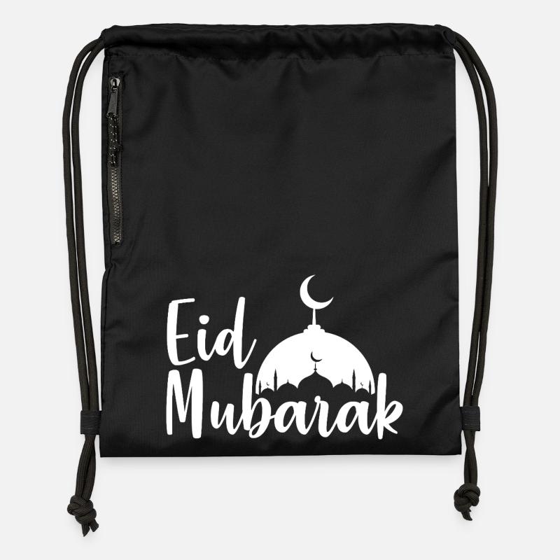 Silhouette der Eid Mubarak-Moschee - Turnbeutel aus Recycling-Material - Schwarz