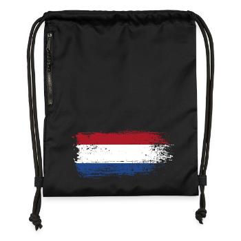 Brushstroke Dutch Tricolor - Gymsac made from recycled material - black - Front