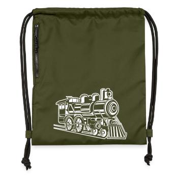 Lokomotive / Locomotive 01_weiß - Sac à cordon en polyester recyclé - military green - Devant