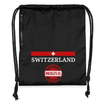Schweizer Flagge - Turnbeutel aus Recycling-Material - Schwarz - Vorne