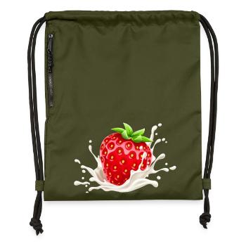 strawberry, strawberry craving, strawberry - Gymsac made from recycled material - military green - Front