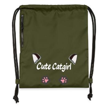 cute Cat girl, Ohren, tier tatzen - Turnbeutel aus Recycling-Material - military Green - Vorne