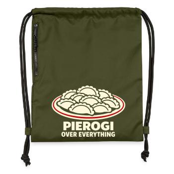 Pierogi Over Everything Food Humor - Gymsac made from recycled material - military green - Front