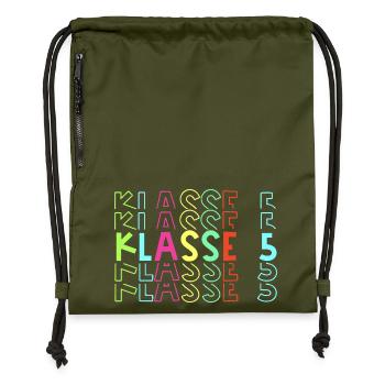 Klasse 5 neon - Turnbeutel aus Recycling-Material - military Green - Vorne