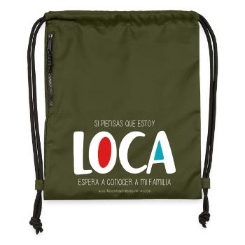 I'm crazy (dark) - Gymsac made from recycled material - military green - Front