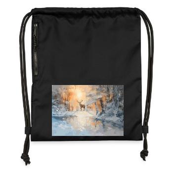 Majestätische Hirsche im Winterwald  - Turnbeutel aus Recycling-Material - military Green - Vorne