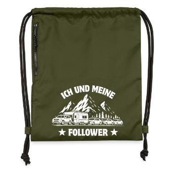 Ich und meine Follower - Caravan - Stau - Turnbeutel aus Recycling-Material - military Green - Vorne